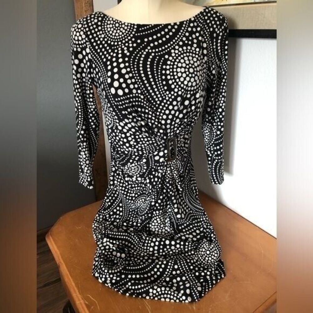 Anne Klein Women's Geometric Black and White Dress